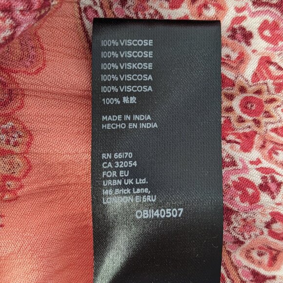 FREE PEOPLE Luna Scarf Print V-neck Tunic Boho Top Mini Dress Flowy Red Size S - Picture 10 of 13